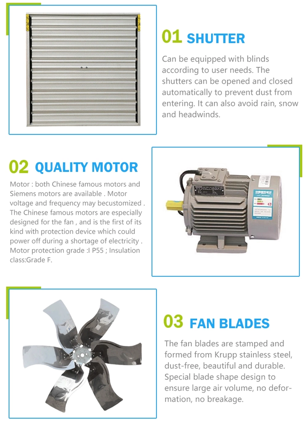 Stainless Steel Push-Pull Exhaust Fan Ventilation Fan Negative Pressure Exhaust Fan