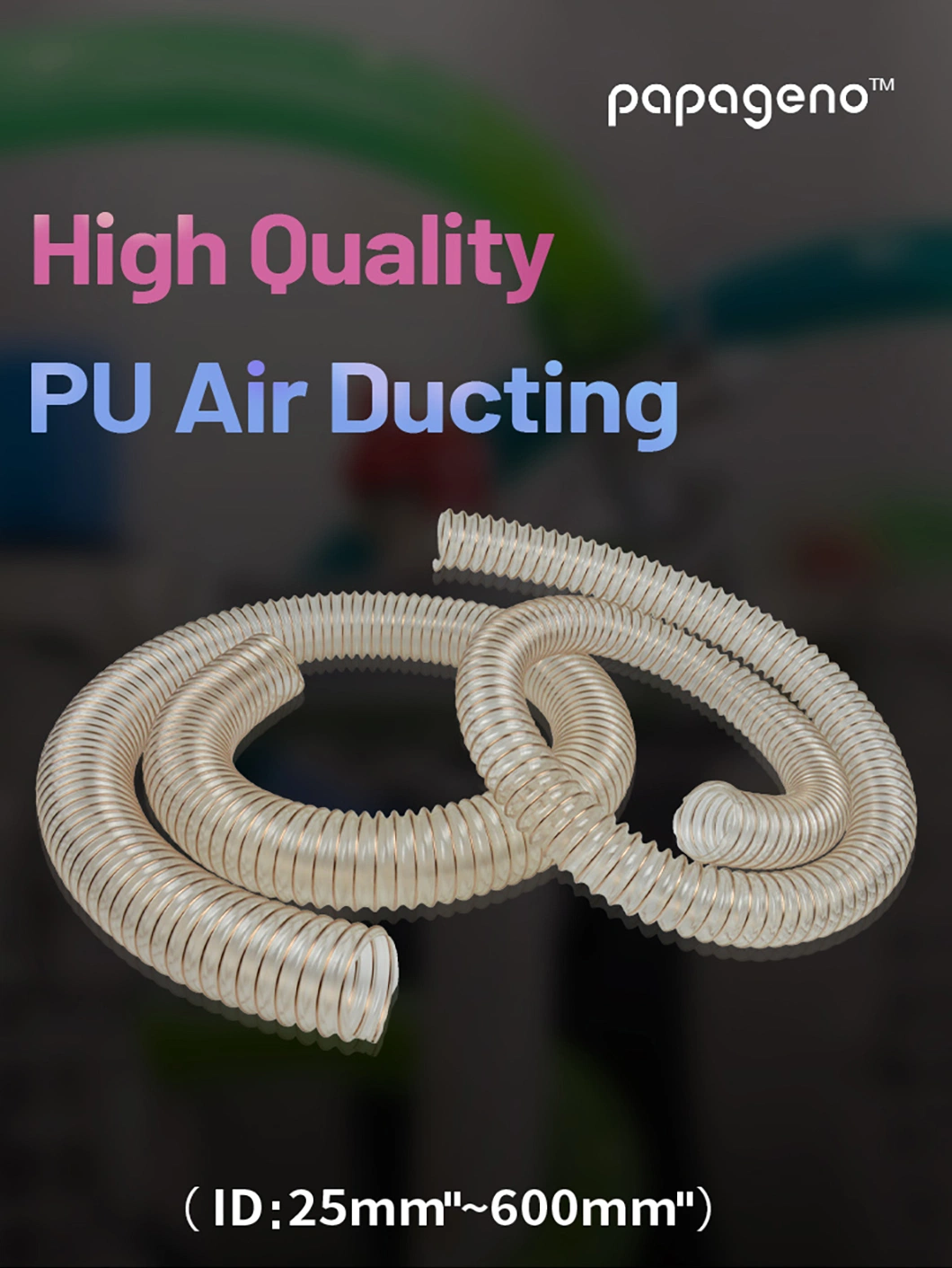 Flexible 0.4 mm Telescopic Copper Coated Wire PU Air Duct Hose